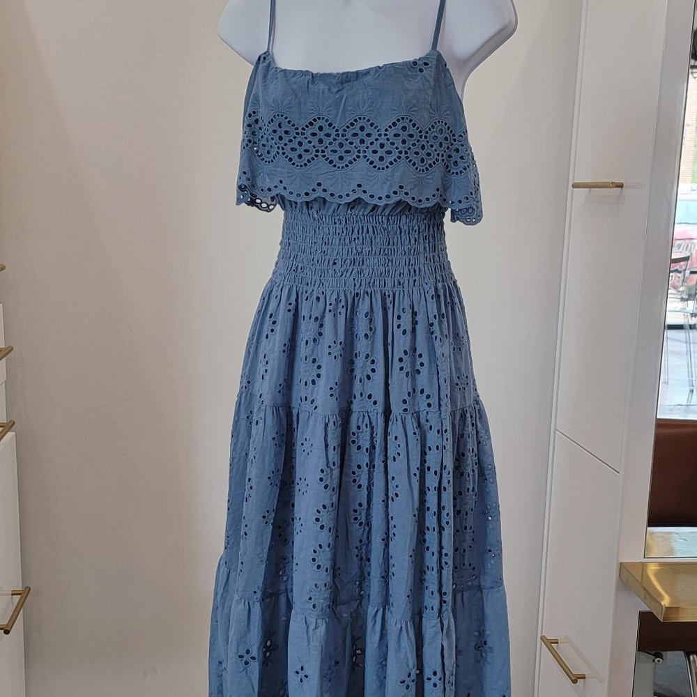 NWT Elan blue eyelet maxi dress